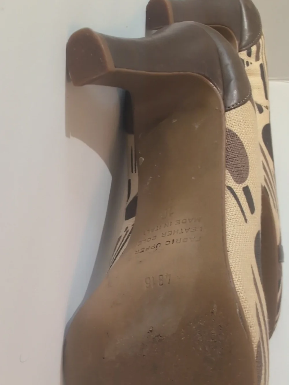 VTG Sz10 Franco Barbieri Brown & Cream Patterned, Horsebit DTL Women's Heels